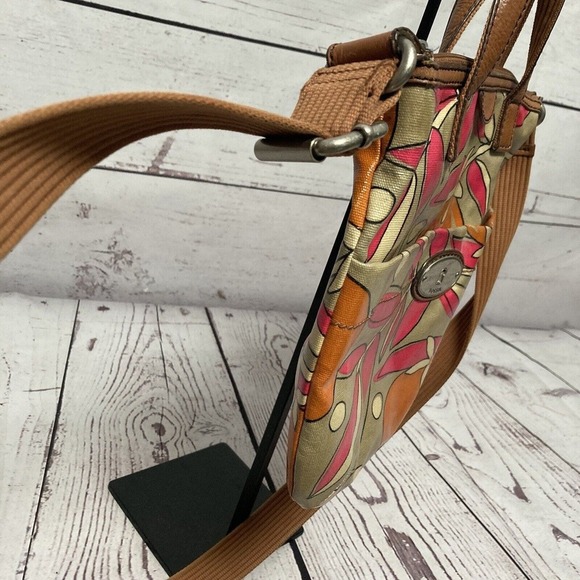 Fossil Calypso Key-Per Coated Canvas Crossbody Orange Fruit Print Multicolor - Picture 3 of 10